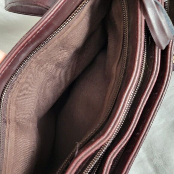 Del Mano Genuine Leather Handbag brown hobo carry strap purse Vintage EUC - Picture 4 of 10